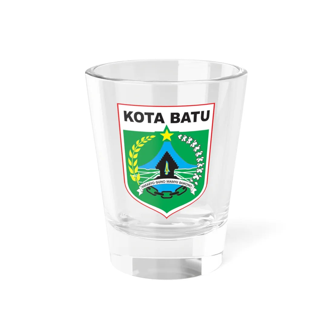 Logo Kota Batu Jawa Timur Seal of Batu East Java (Indonesia) (Coat of Arms) Shot Glass 1.5oz 1.5oz - Go Mug Yourself