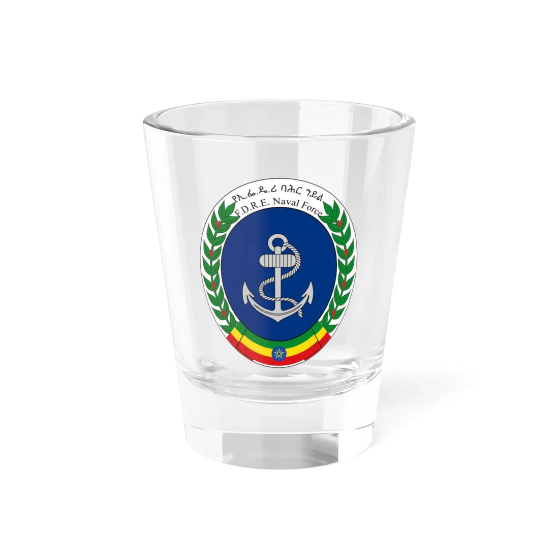 Logo of the Ethiopian Naval Force (Ethiopia) (Coat of Arms) Shot Glass 1.5oz 1.5oz - Go Mug Yourself