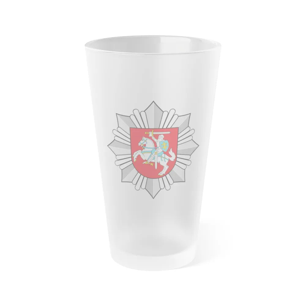 Logo of the Police of Lithuania - Frosted Pint Glass 16oz-16oz-Frosted-Go Mug Yourself