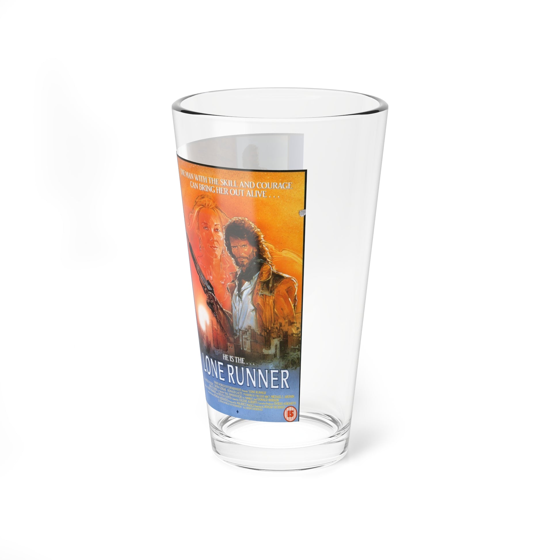 LONE RUNNER (VHS COVER) Pint Glass 16oz-Go Mug Yourself