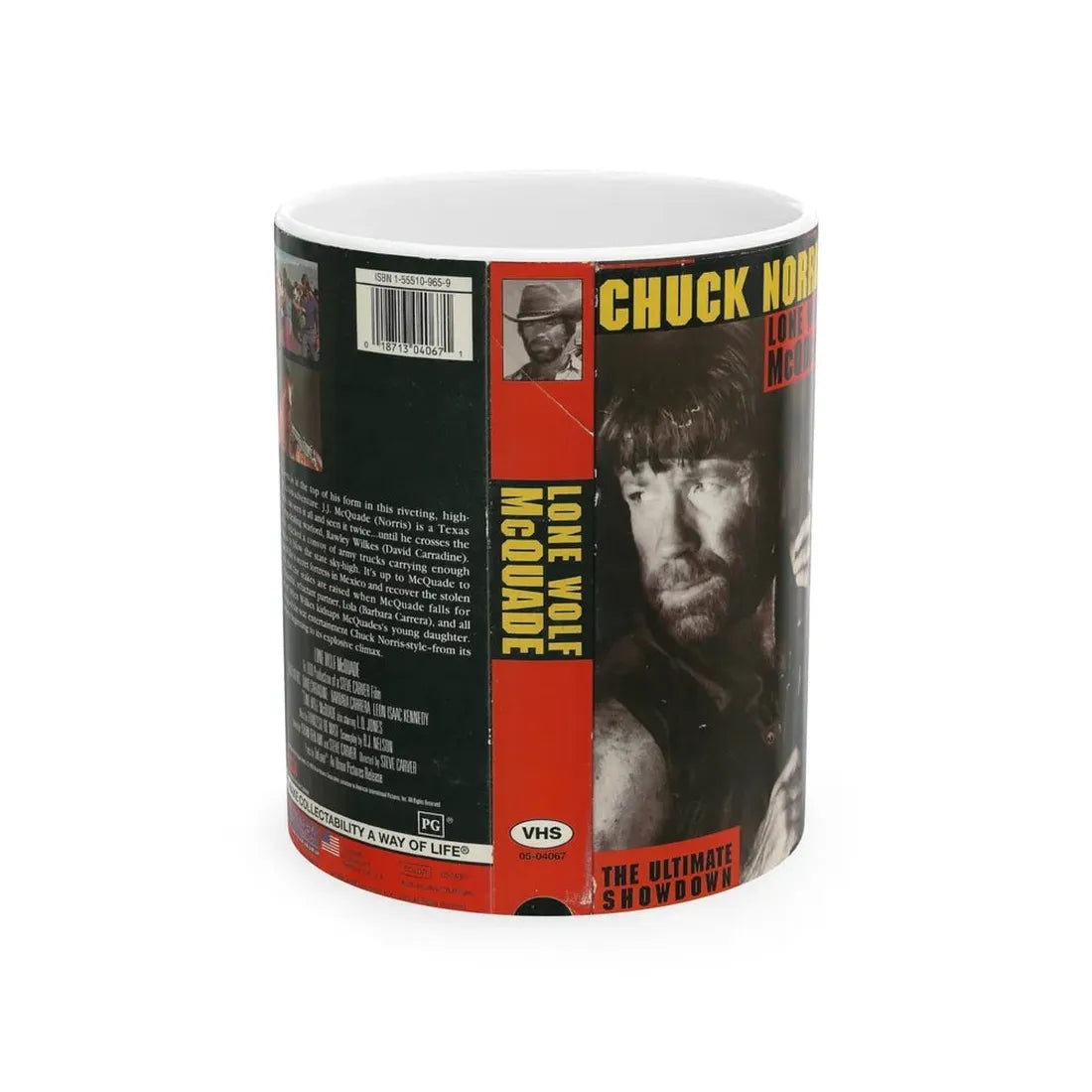 LONE WOLF MCQUADE CHUCK NORRIS (VHS COVER) - White Coffee Mug 11oz - Go Mug Yourself