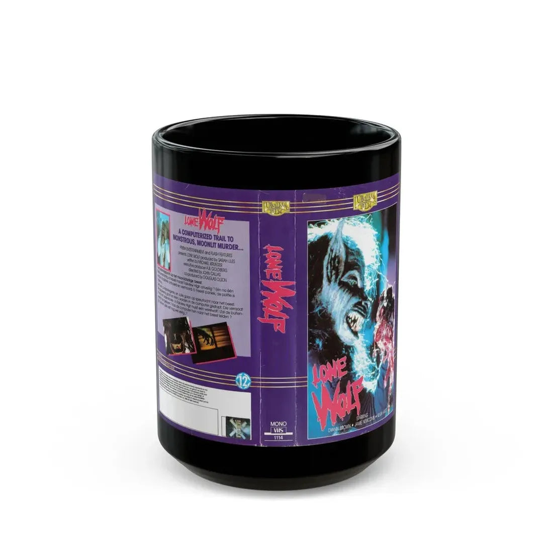 LONE WOLF (VHS COVER) - Black Coffee Mug 15oz - Go Mug Yourself