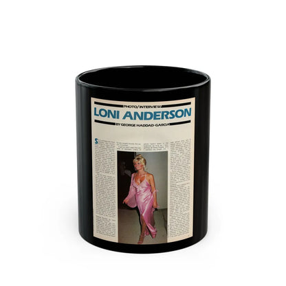 Loni Anderson #36 (Vintage Female Icon) Black Coffee Mug-11oz-Go Mug Yourself