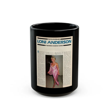 Loni Anderson #36 (Vintage Female Icon) Black Coffee Mug-15oz-Go Mug Yourself