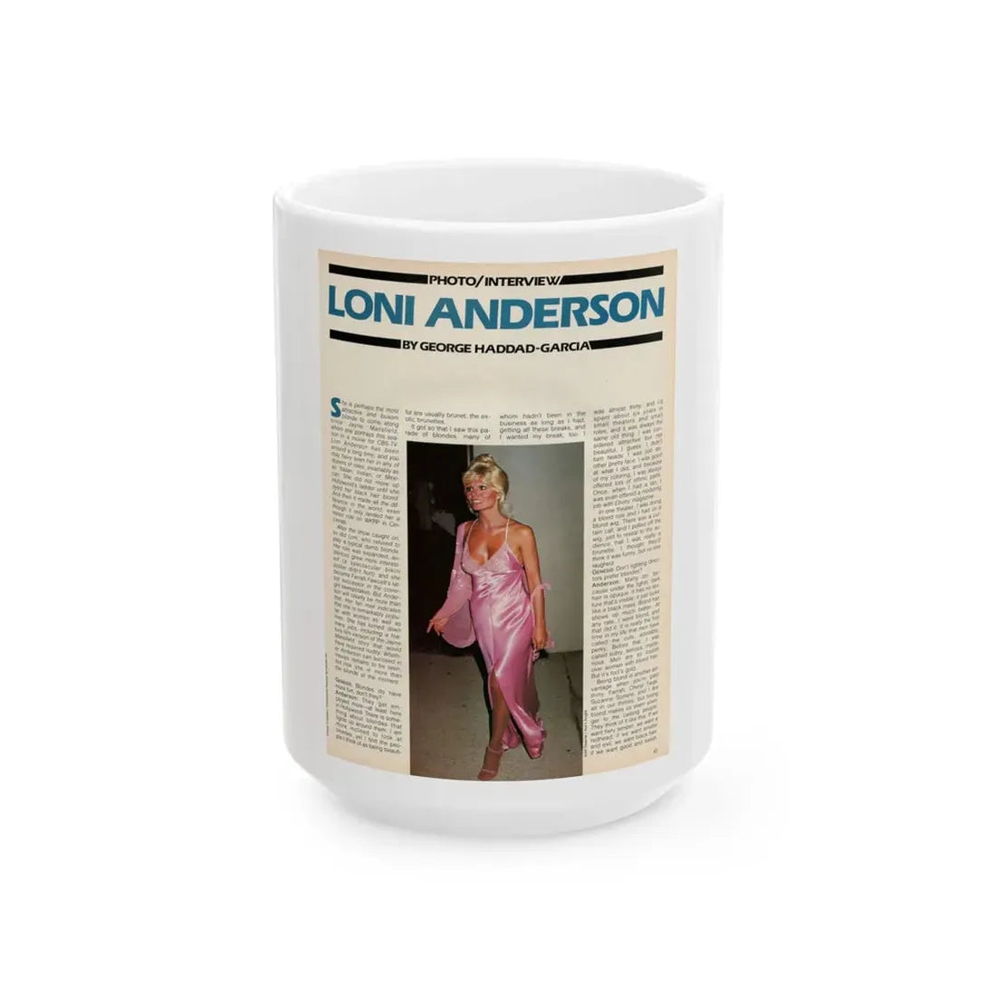 Loni Anderson #36 (Vintage Female Icon) White Coffee Mug 15oz - Go Mug Yourself
