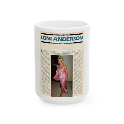 Loni Anderson #36 (Vintage Female Icon) White Coffee Mug 15oz - Go Mug Yourself