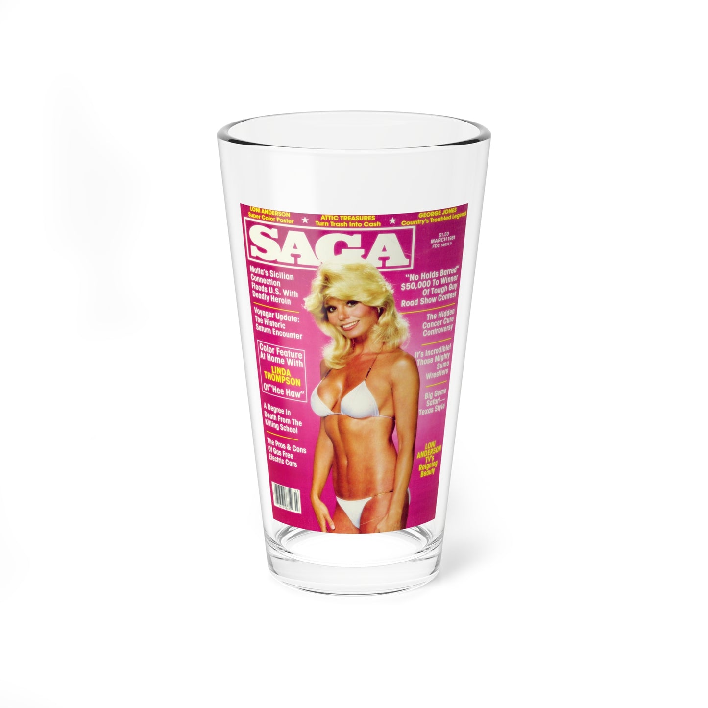 Loni Anderson #45 (Vintage Female Icon) Pint Glass 16oz-16oz-Go Mug Yourself