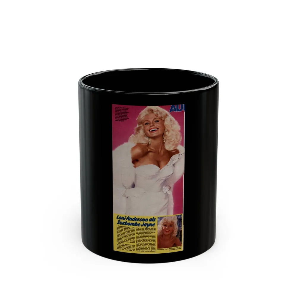 Loni Anderson #47 (Vintage Female Icon) Black Coffee Mug-11oz-Go Mug Yourself