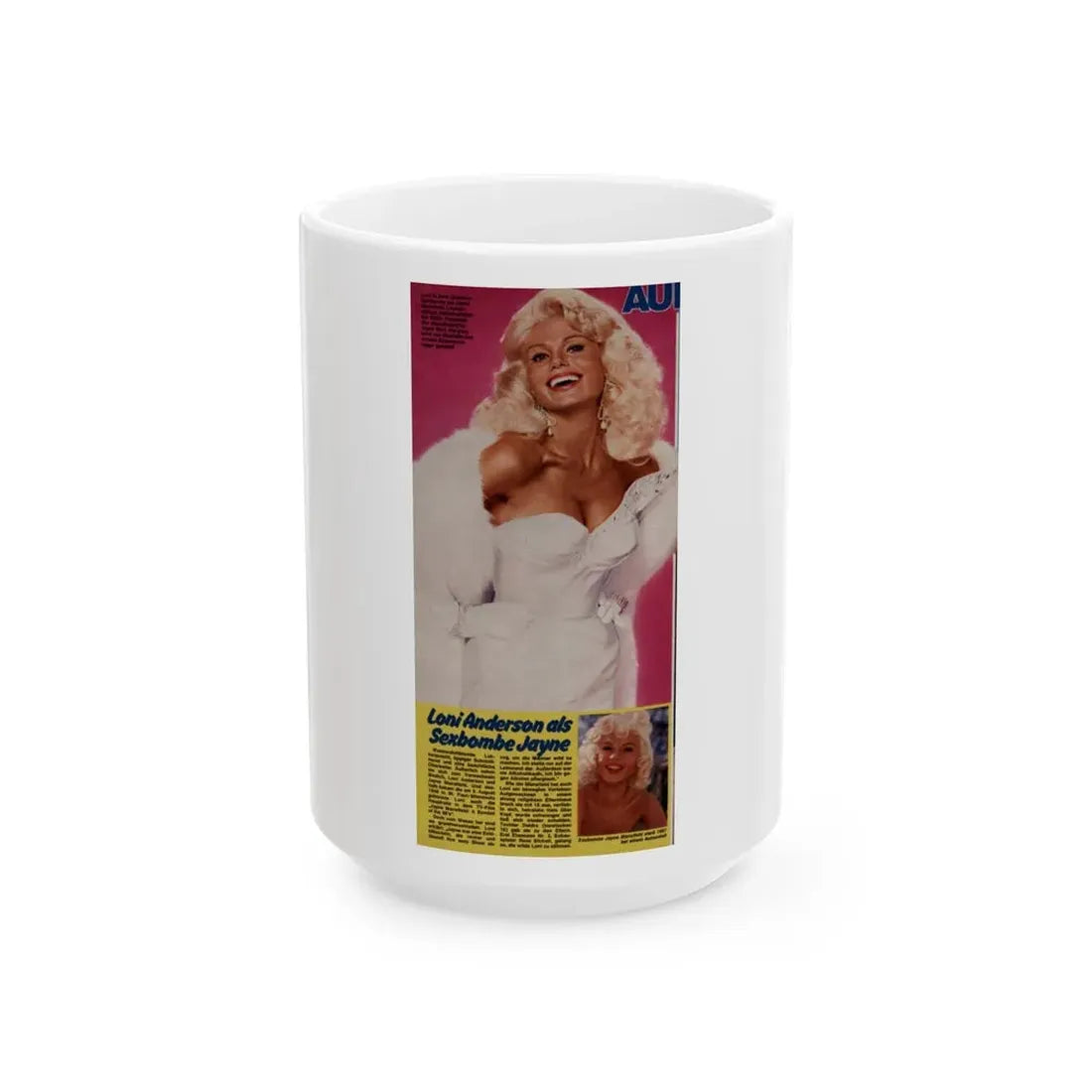 Loni Anderson #47 (Vintage Female Icon) White Coffee Mug 15oz - Go Mug Yourself
