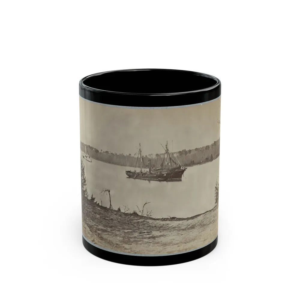 Looking Down James River From Dutch Gap, February 1865 (U.S. Civil War) Black Coffee Mug-11oz-Go Mug Yourself