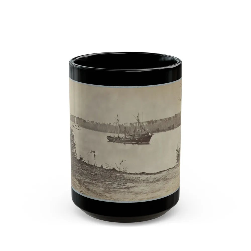 Looking Down James River From Dutch Gap, February 1865 (U.S. Civil War) Black Coffee Mug-15oz-Go Mug Yourself