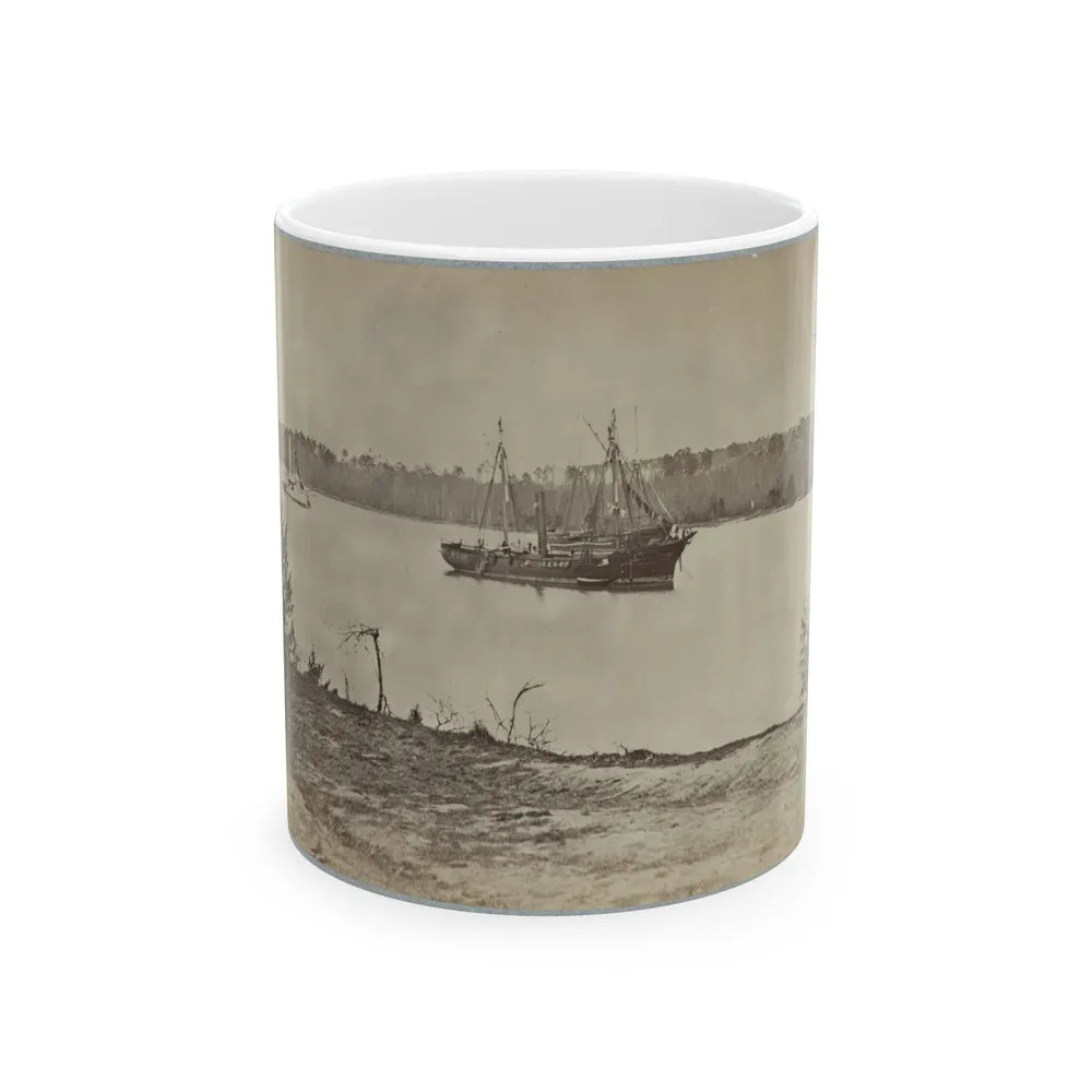 Looking Down James River From Dutch Gap, February 1865 (U.S. Civil War) White Coffee Mug-11oz-Go Mug Yourself