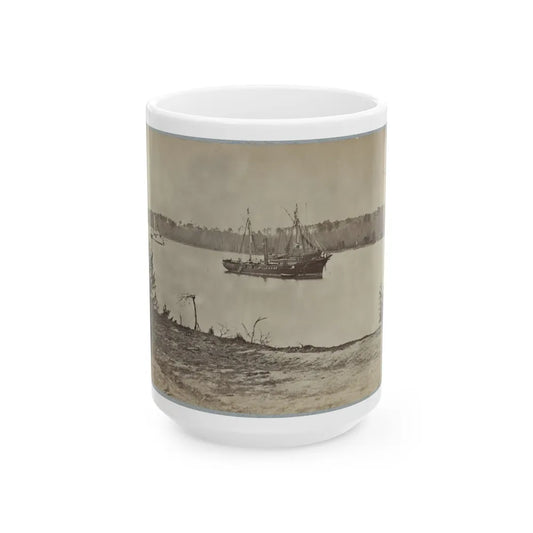 Looking Down James River From Dutch Gap, February 1865 (U.S. Civil War) White Coffee Mug-15oz-Go Mug Yourself