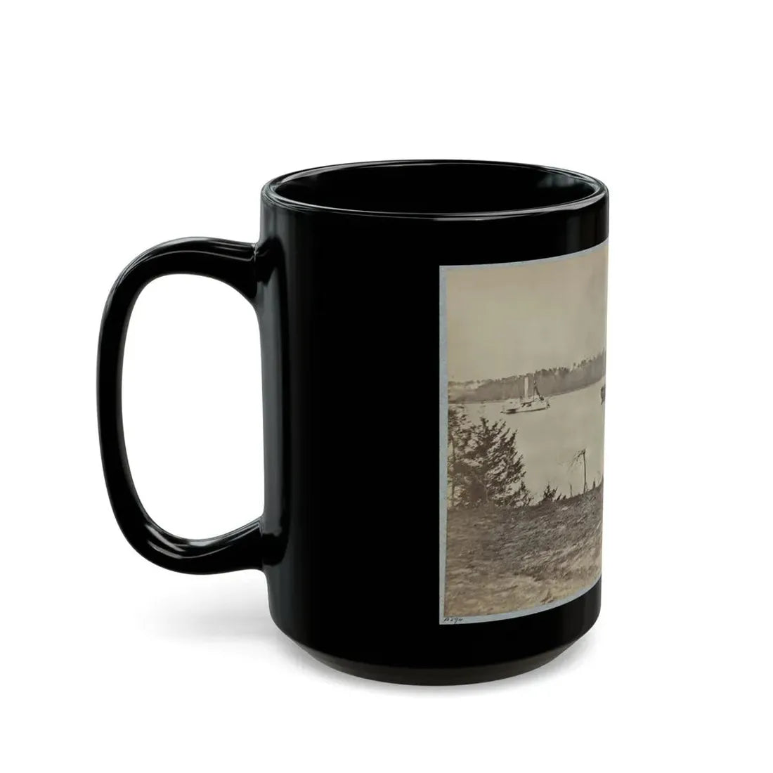 Looking Down James River From Dutch Gap, February 1865 (U.S. Civil War) Black Coffee Mug - Go Mug Yourself