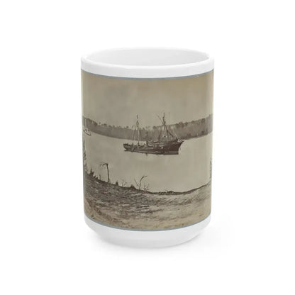 Looking Down James River From Dutch Gap, February 1865 (U.S. Civil War) White Coffee Mug 15oz - Go Mug Yourself