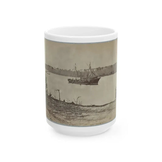 Looking Down James River From Dutch Gap, February 1865 (U.S. Civil War) White Coffee Mug 15oz - Go Mug Yourself
