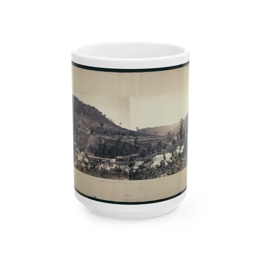 Looking Down The Valley Of Running-Water Creek From Near Whiteside's, Tenn., Nashville & Chattanooga R.R. Bridge On The Left (U.S. Civil War) White Coffee Mug 15oz - Go Mug Yourself