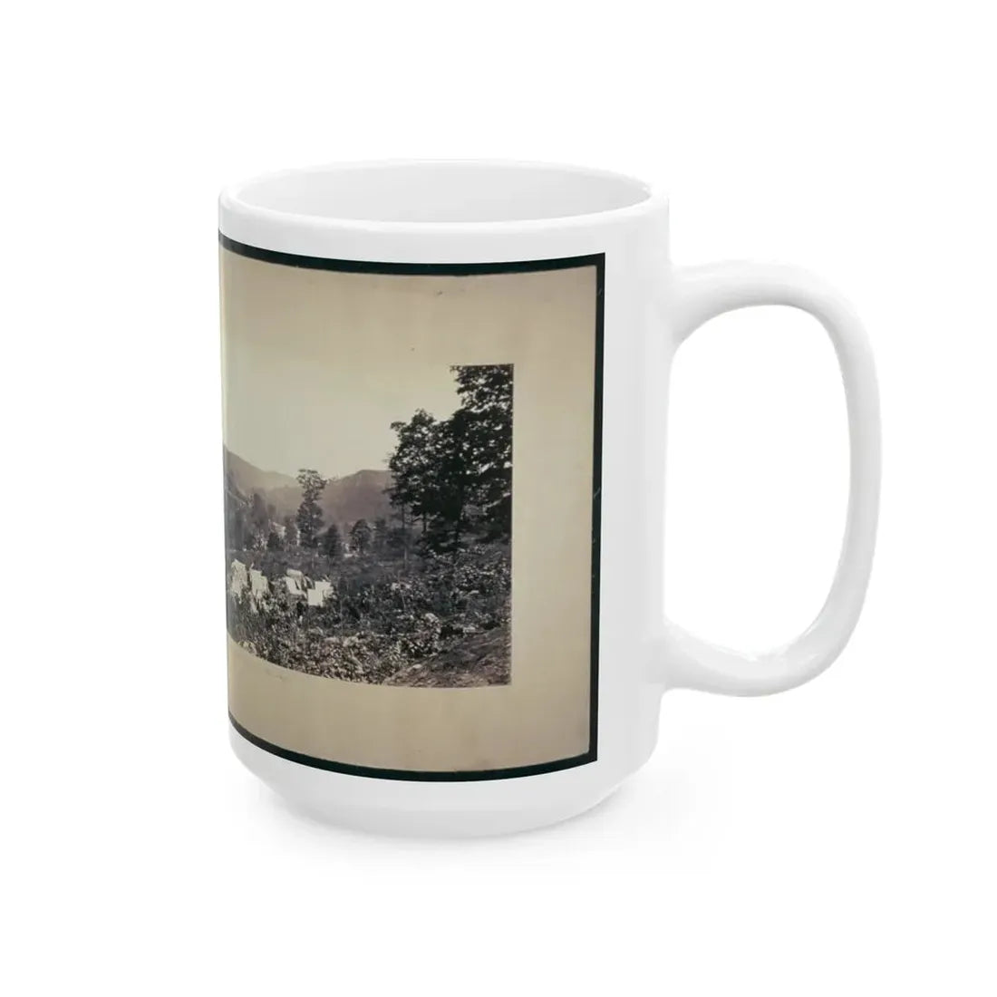 Looking Down The Valley Of Running-Water Creek From Near Whiteside's, Tenn., Nashville & Chattanooga R.R. Bridge On The Left (U.S. Civil War) White Coffee Mug - Go Mug Yourself
