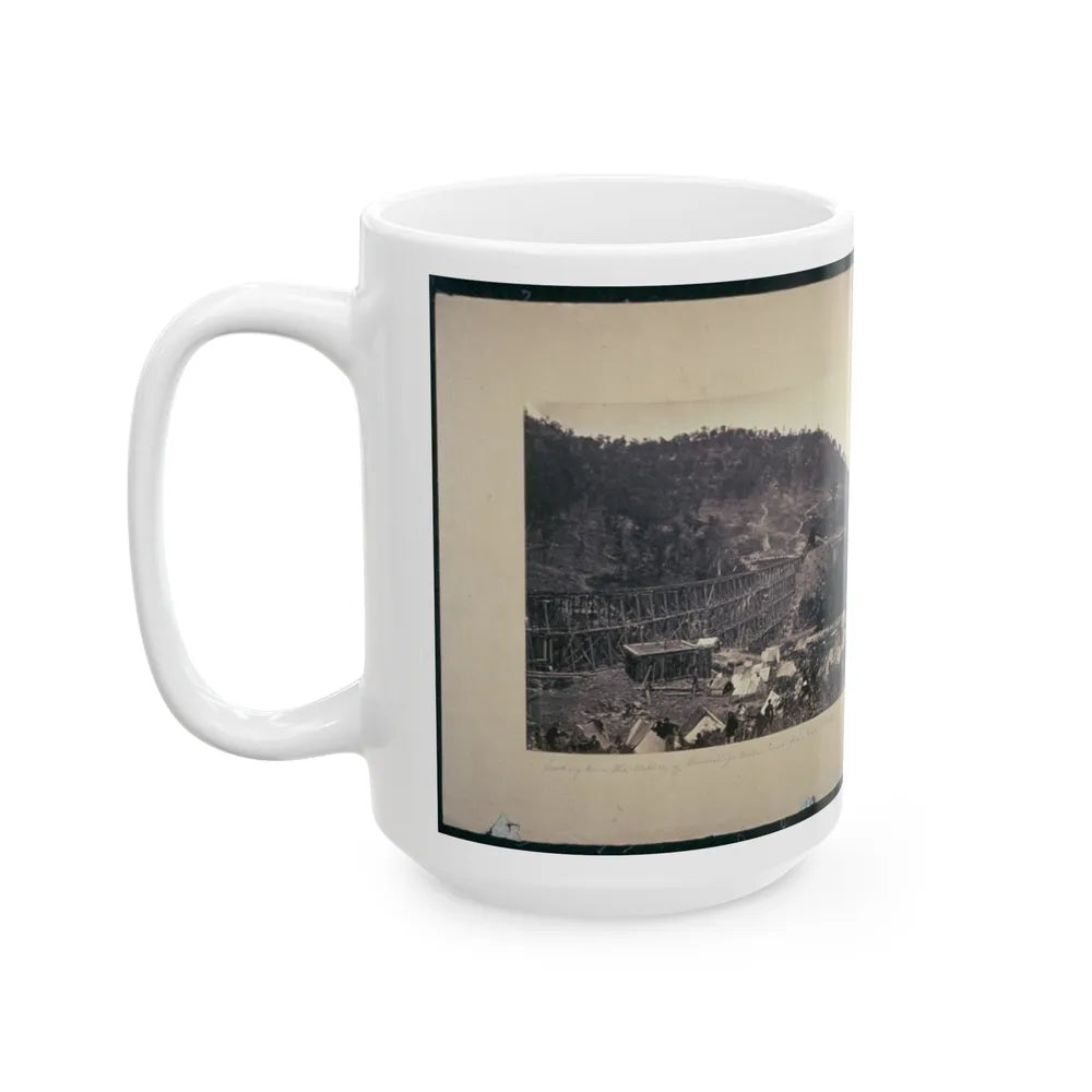 Looking Down The Valley Of Running-Water Creek From Near Whiteside's, Tenn., Nashville & Chattanooga R.R. Bridge On The Left (U.S. Civil War) White Coffee Mug-Go Mug Yourself