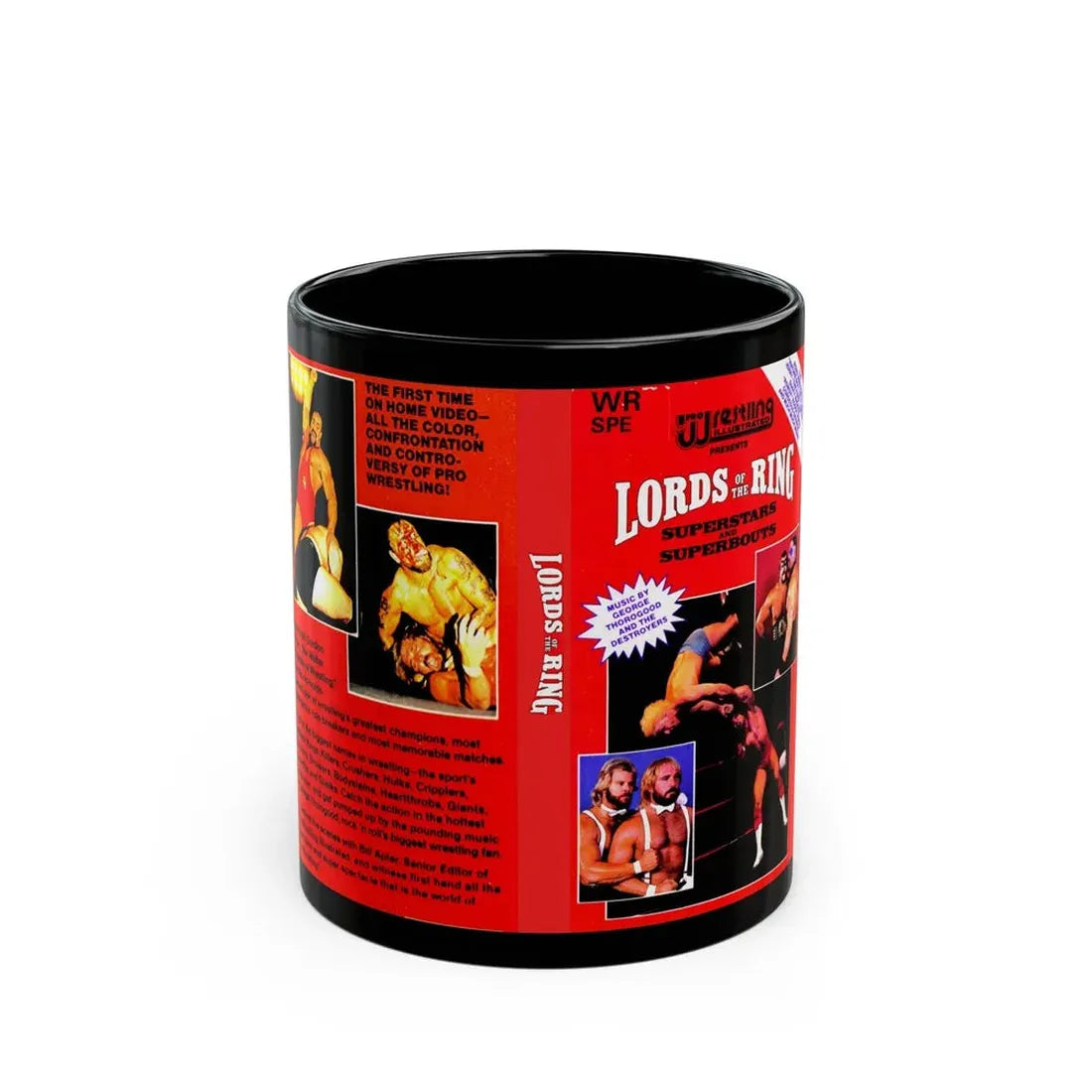 LORDS OF THE RING SUPERSTARS AND SUPERBOUTS (VHS COVER) - Black Coffee Mug 11oz - Go Mug Yourself