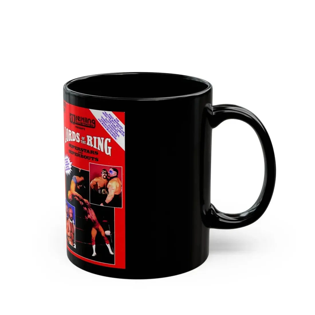 LORDS OF THE RING SUPERSTARS AND SUPERBOUTS (VHS COVER) - Black Coffee Mug - Go Mug Yourself