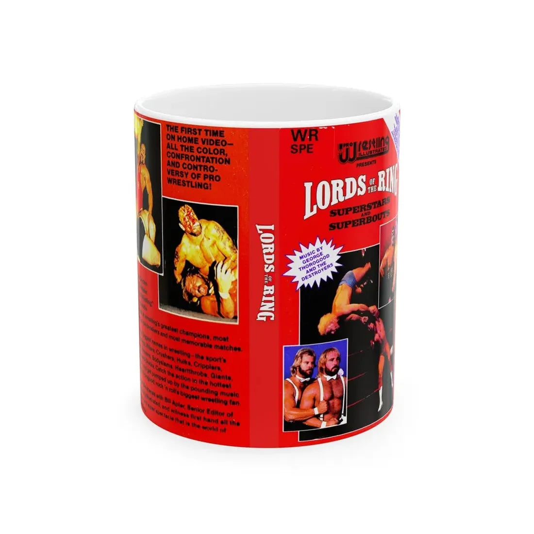 LORDS OF THE RING SUPERSTARS AND SUPERBOUTS (VHS COVER) - White Coffee Mug 11oz - Go Mug Yourself