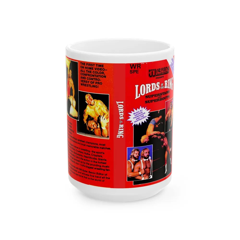 LORDS OF THE RING SUPERSTARS AND SUPERBOUTS (VHS COVER) - White Coffee Mug-15oz-Go Mug Yourself