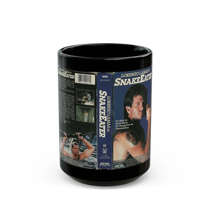 LORENZO LAMAS IN SNAKE EATER (VHS COVER) - Black Coffee Mug-15oz-Go Mug Yourself