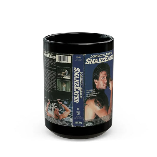 LORENZO LAMAS IN SNAKE EATER (VHS COVER) - Black Coffee Mug 15oz - Go Mug Yourself