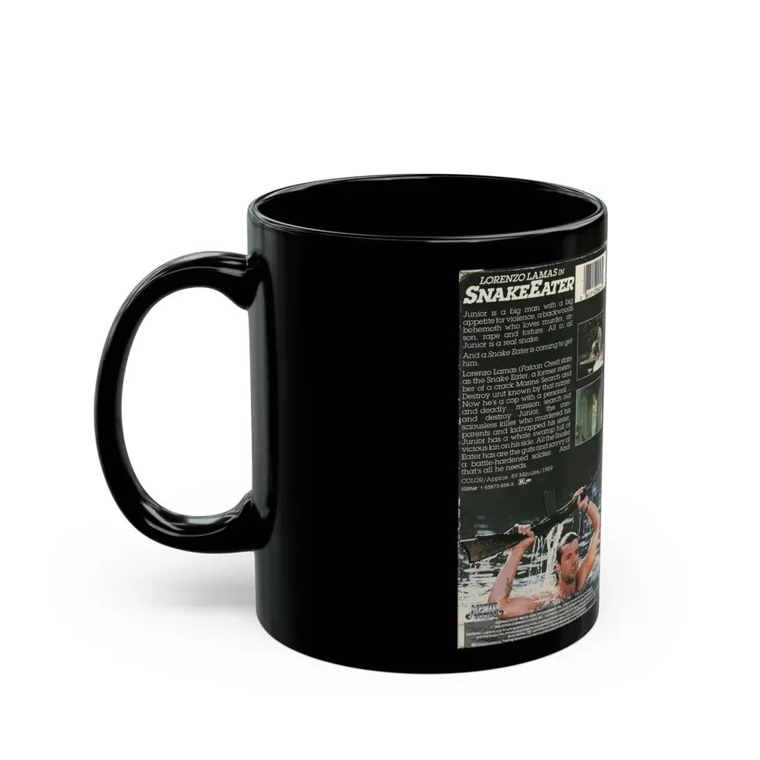 LORENZO LAMAS IN SNAKE EATER (VHS COVER) - Black Coffee Mug - Go Mug Yourself