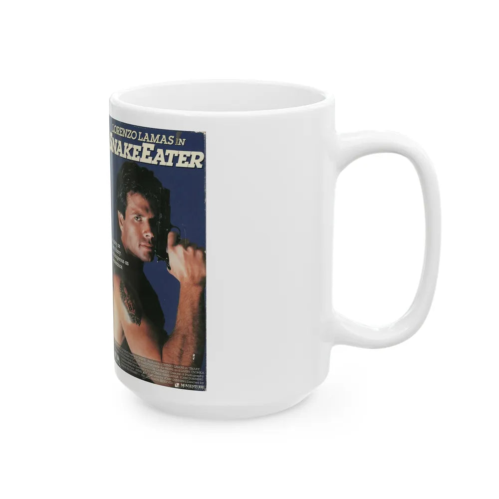 LORENZO LAMAS IN SNAKE EATER (VHS COVER) - White Coffee Mug-Go Mug Yourself