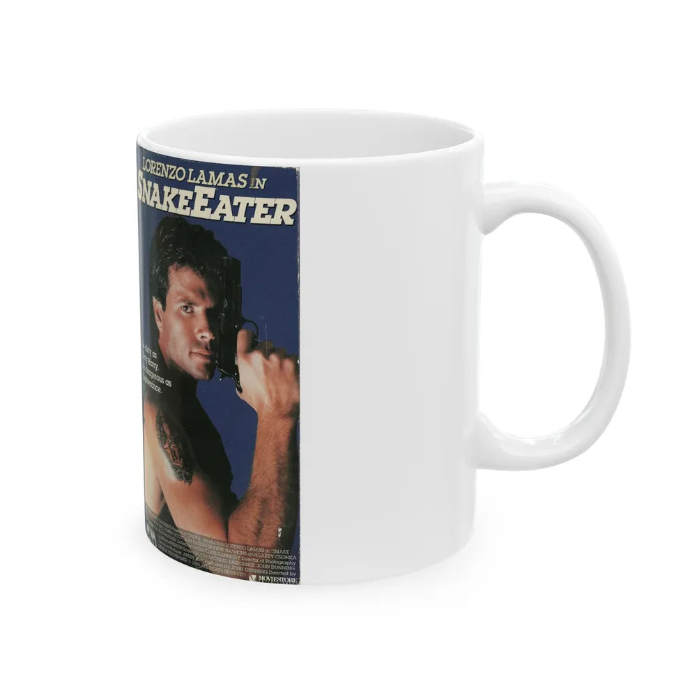 LORENZO LAMAS IN SNAKE EATER (VHS COVER) - White Coffee Mug-Go Mug Yourself