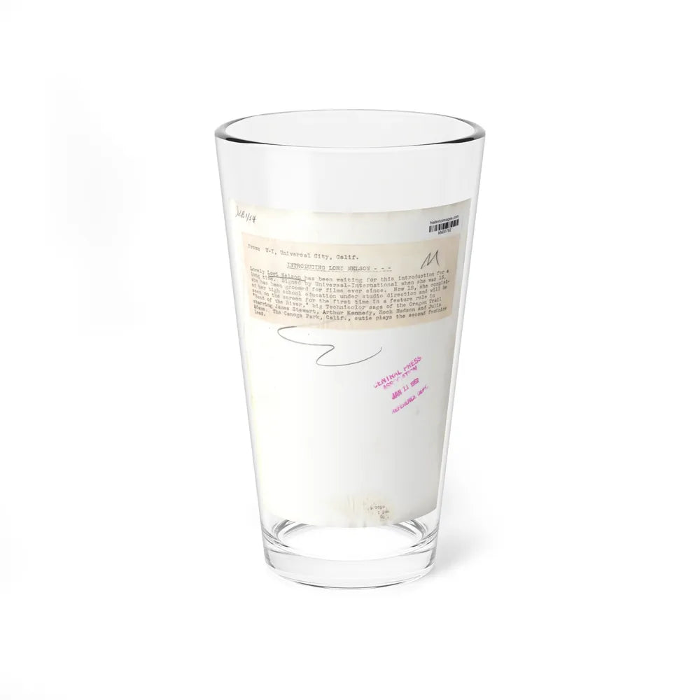 Lori Nelson #02 - 8.25x10 Head & Shoulder B&W Glamour Portrait Vintage Photo from 1-11-1952 2 (Vintage Female Icon) Pint Glass 16oz 16oz - Go Mug Yourself