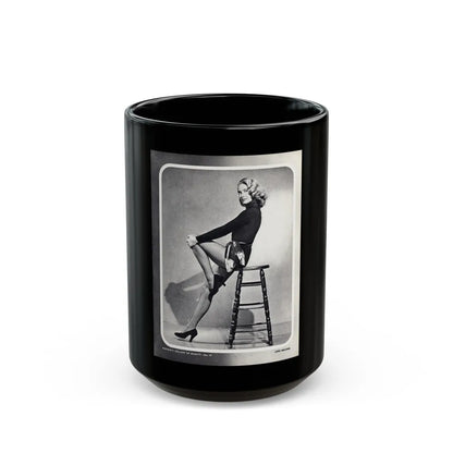 Lori Nelson #04 - Vintage B&W Full Body Leggy Cheesecake Pin-Up Photo (Vintage Female Icon) Black Coffee Mug-15oz-Go Mug Yourself