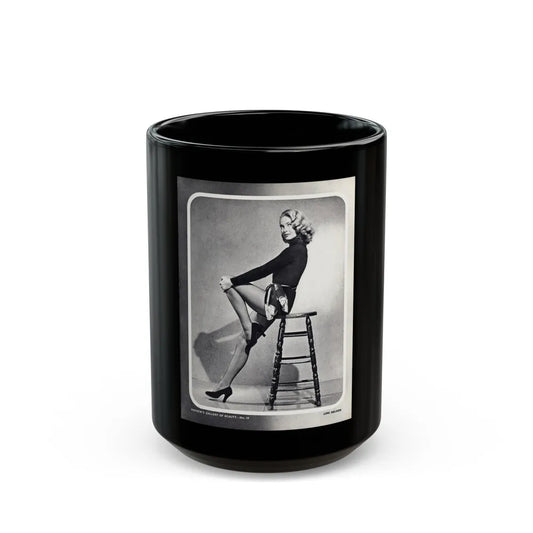 Lori Nelson #04 - Vintage B&W Full Body Leggy Cheesecake Pin-Up Photo (Vintage Female Icon) Black Coffee Mug-15oz-Go Mug Yourself