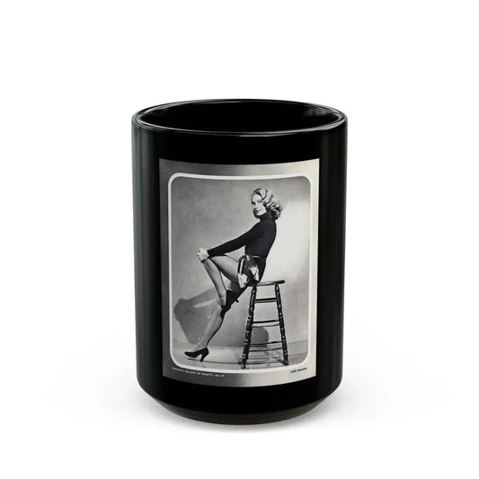 Lori Nelson #04 - Vintage B&W Full Body Leggy Cheesecake Pin-Up Photo (Vintage Female Icon) Black Coffee Mug 15oz - Go Mug Yourself