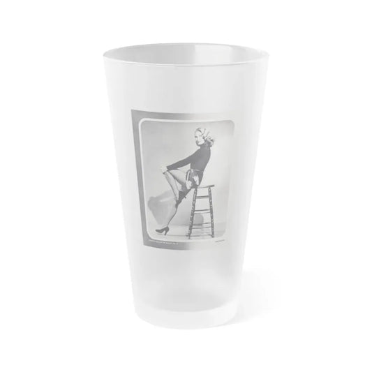 Lori Nelson #04 - Vintage B&W Full Body Leggy Cheesecake Pin-Up Photo (Vintage Female Icon) Frosted Pint Glass 16oz 16oz Frosted - Go Mug Yourself