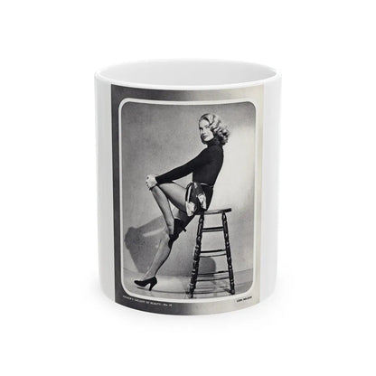 Lori Nelson #04 - Vintage B&W Full Body Leggy Cheesecake Pin-Up Photo (Vintage Female Icon) White Coffee Mug-11oz-Go Mug Yourself