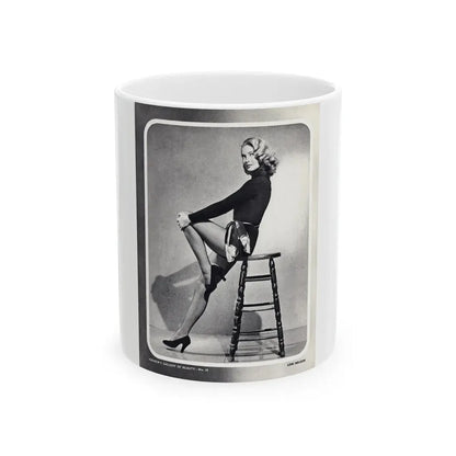 Lori Nelson #04 - Vintage B&W Full Body Leggy Cheesecake Pin-Up Photo (Vintage Female Icon) White Coffee Mug 11oz - Go Mug Yourself