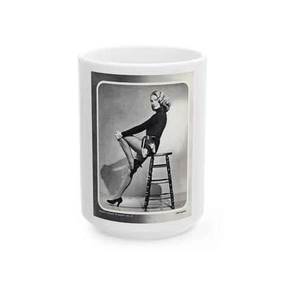 Lori Nelson #04 - Vintage B&W Full Body Leggy Cheesecake Pin-Up Photo (Vintage Female Icon) White Coffee Mug-15oz-Go Mug Yourself