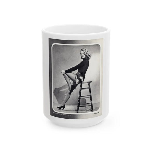 Lori Nelson #04 - Vintage B&W Full Body Leggy Cheesecake Pin-Up Photo (Vintage Female Icon) White Coffee Mug-15oz-Go Mug Yourself