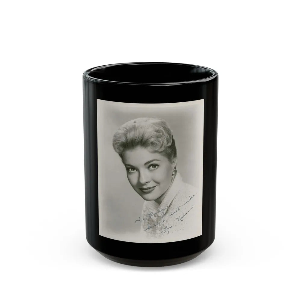 Lori Nelson #160 (Vintage Female Icon) Black Coffee Mug-15oz-Go Mug Yourself