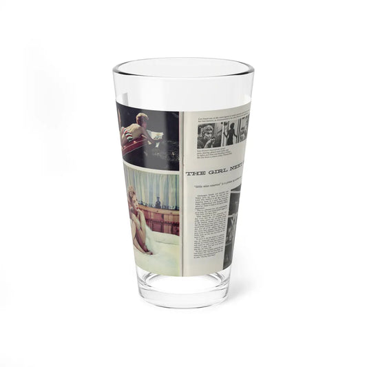 Lori Nelson #196 - Pages 54 & 55 Pages 1 & 2 with, Lori 2 Color Cheesecake Pics+4 B&W Smaller Pics, 1 Medium, Article+Captions from Escapade Mag. Feb. '57 (Vintage Female Icon) Pint Glass 16oz 16oz - Go Mug Yourself