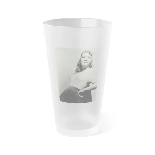 Lori Nelson #207 - B&W Glamour Dress Photo (Vintage Female Icon) Frosted Pint Glass 16oz 16oz Frosted - Go Mug Yourself