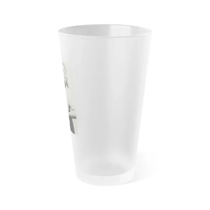 Lori Nelson #207 - B&W Glamour Dress Photo (Vintage Female Icon) Frosted Pint Glass 16oz - Go Mug Yourself