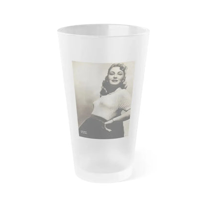 Lori Nelson #207 - B&W Glamour Dress Upper Body & Waist Photo (Vintage Female Icon) Frosted Pint Glass 16oz 16oz Frosted - Go Mug Yourself