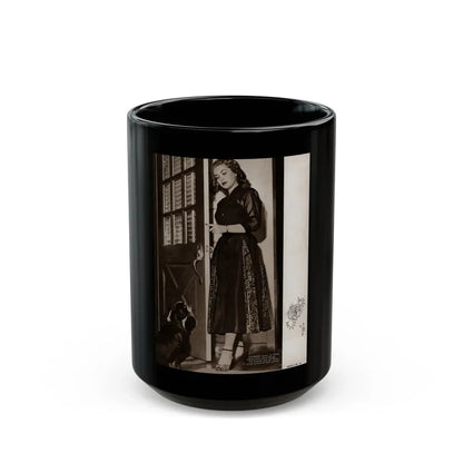 Lori Nelson #218 - Vintage B&W 8x10.5 Photo from Movie Life Magazine Page circa 1950's 1 (Vintage Female Icon) Black Coffee Mug 15oz - Go Mug Yourself