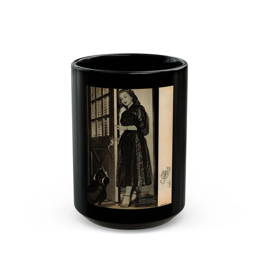 Lori Nelson #218 - Vintage B&W 8x10.5 Photo from Movie Life Magazine Page circa 1950's (Vintage Female Icon) Black Coffee Mug-15oz-Go Mug Yourself