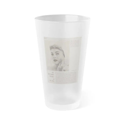 Lori Nelson #219 - Vintage B&W 8x10.5 Photo Glamour Head & Shoulder Shot putting on skin cream an add 1 (Vintage Female Icon) Frosted Pint Glass 16oz 16oz Frosted - Go Mug Yourself