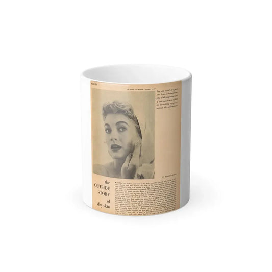 Lori Nelson #219 - Vintage B&W 8x10.5 Photo Glamour Head & Shoulder Shot putting on skin cream an add (Vintage Female Icon) Color Changing Mug 11oz 11oz - Go Mug Yourself
